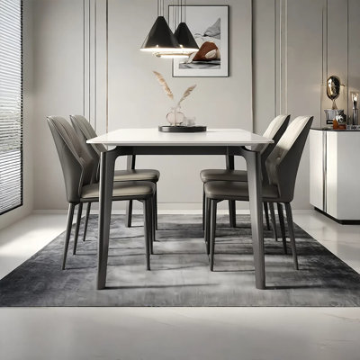 Minimalist rock plate dining table and chair set