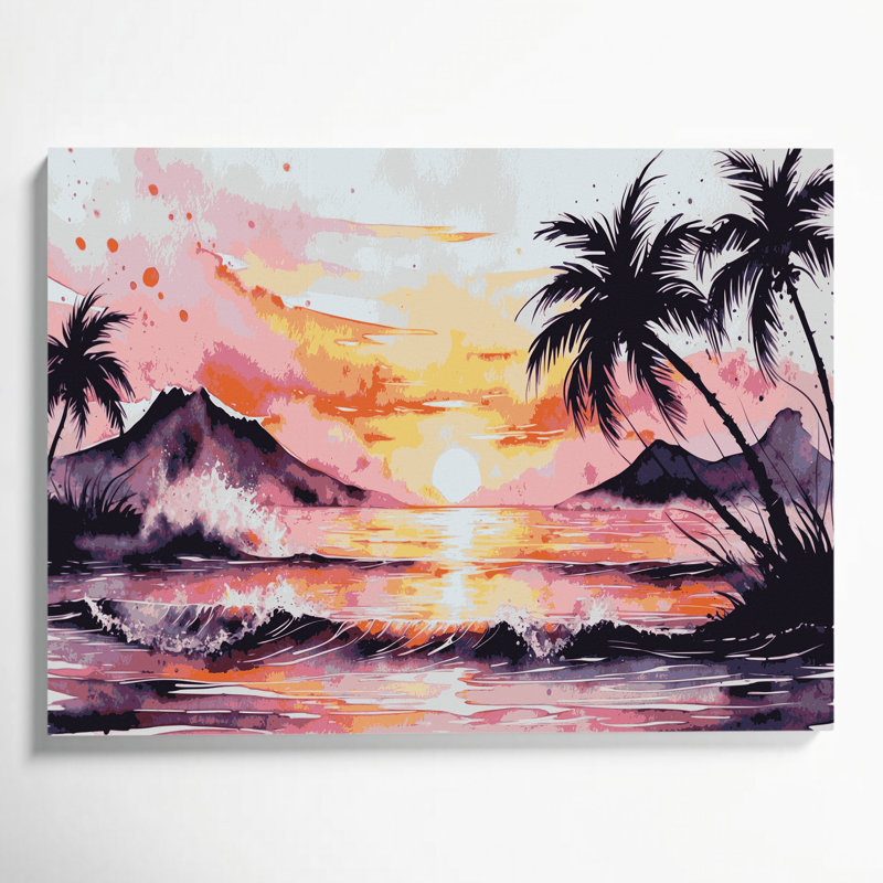 «Hawaiian Dawn Colors», art mural sur toile grise, H 11 po x l 14 po