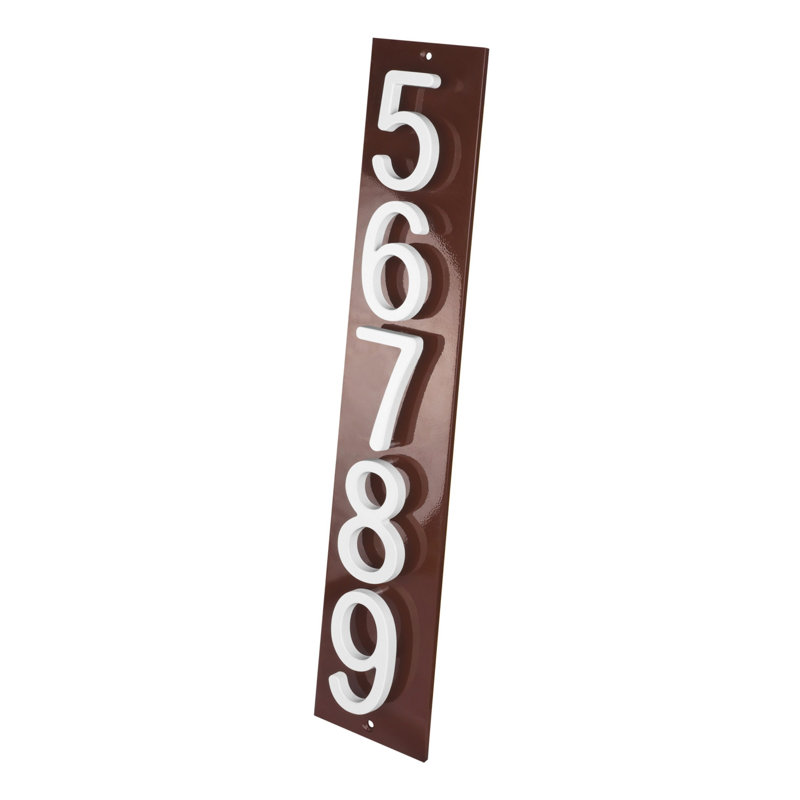 Plaque d'adresse verticale Amgo, Brun, Blanc, Oui