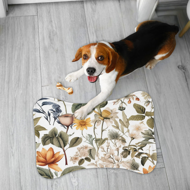 Antique Floral Art - Bone Shape Feeding Mat