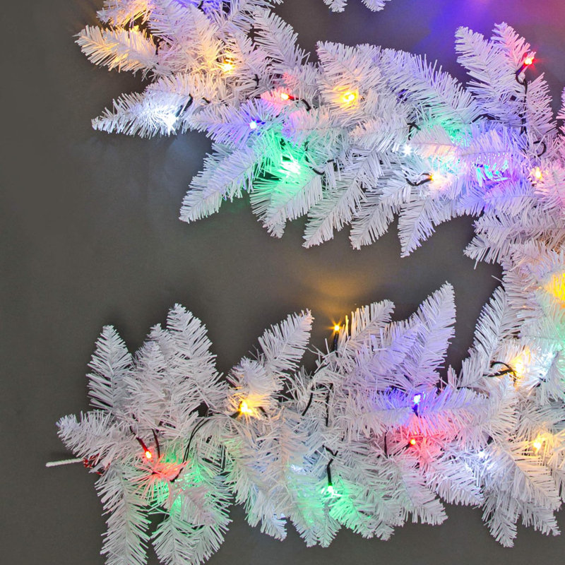 Faux Lighted PVC 78.74cm Christmas Wreath, White