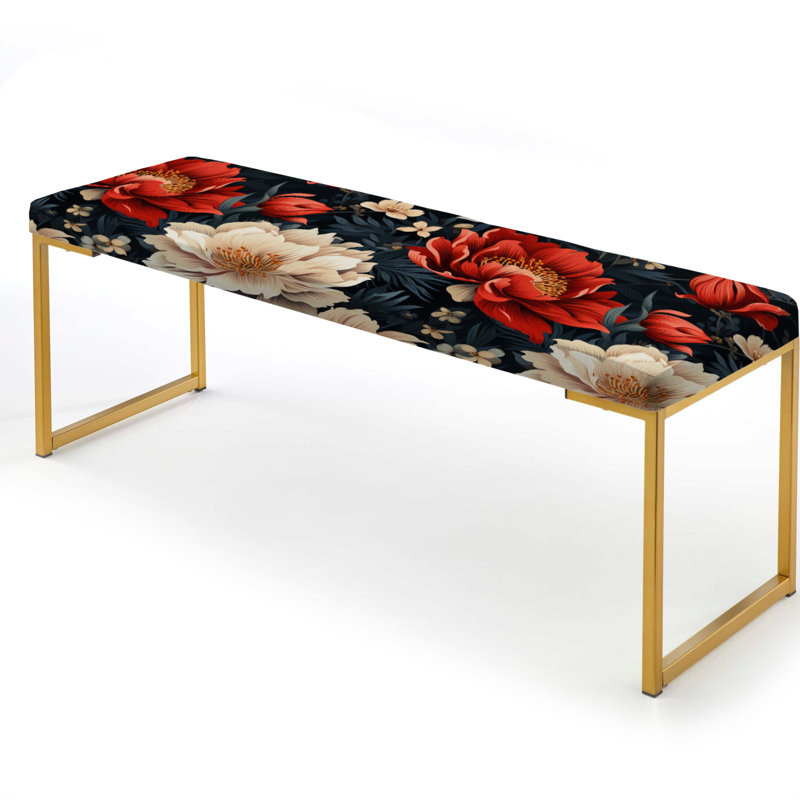 Banc rembourré or, Enchanting Red Peonies Garden Flourish