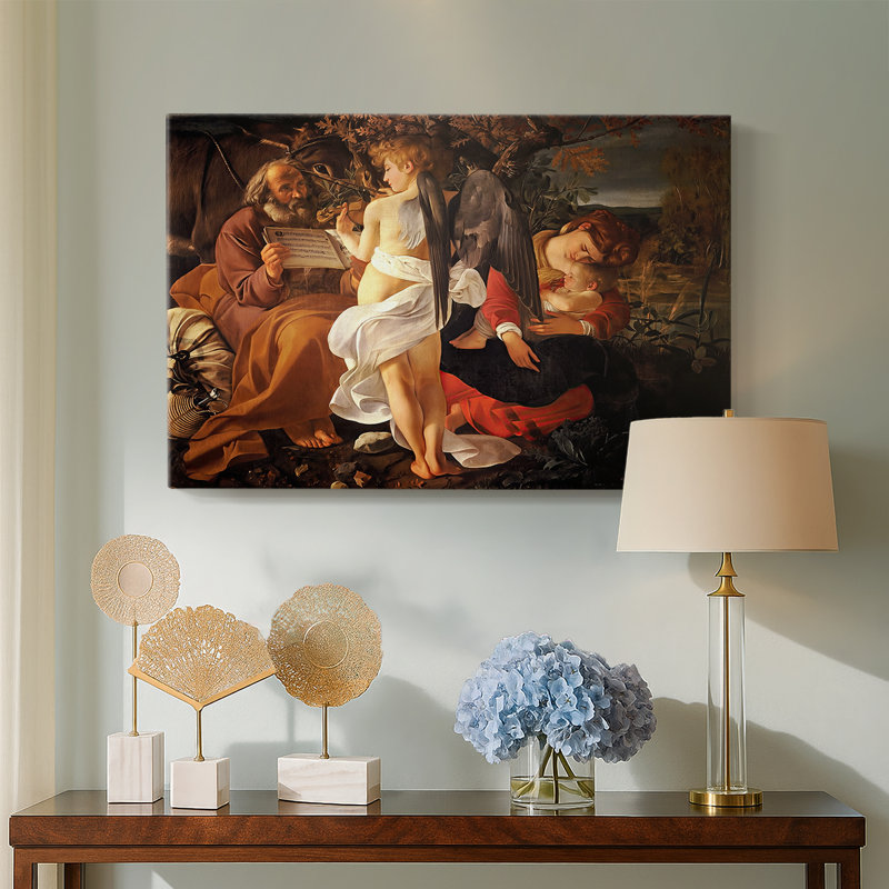 Caravage "Repos sur la fuite en Égypte" - Art mural de qualité musée sur toile tendue, 32 x 48
