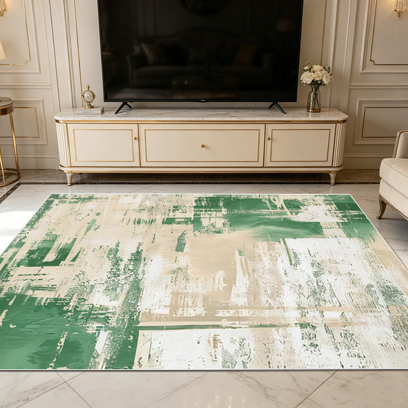 1PC Abstract Sage Green & Beige Brush Stroke area rugs for Living Room, Soft and Comfortable, Suitable for all seasons, easy-to-maintain, machine washable Indoor floor mat, Under Table Farmhouse suitable for living room, dining room, bedroom,