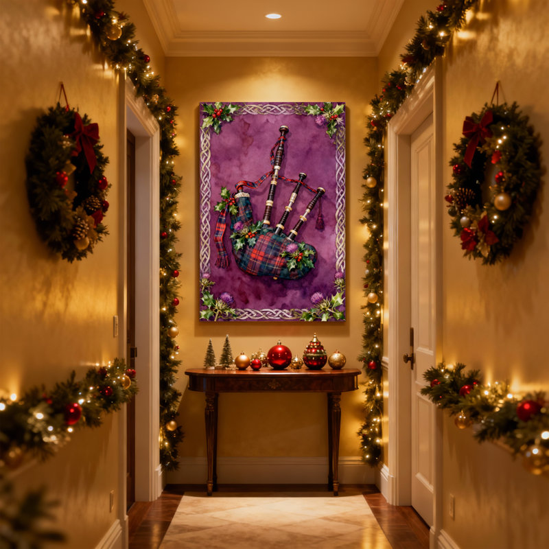 Christmas, cornemuse écossaise, ensemble de 3 impressions sur toile, H 30 po x l 20 po