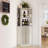 67.9" Tall Corner Bar Storage Cabinet w/ Rotating Wine Rack, White Sand