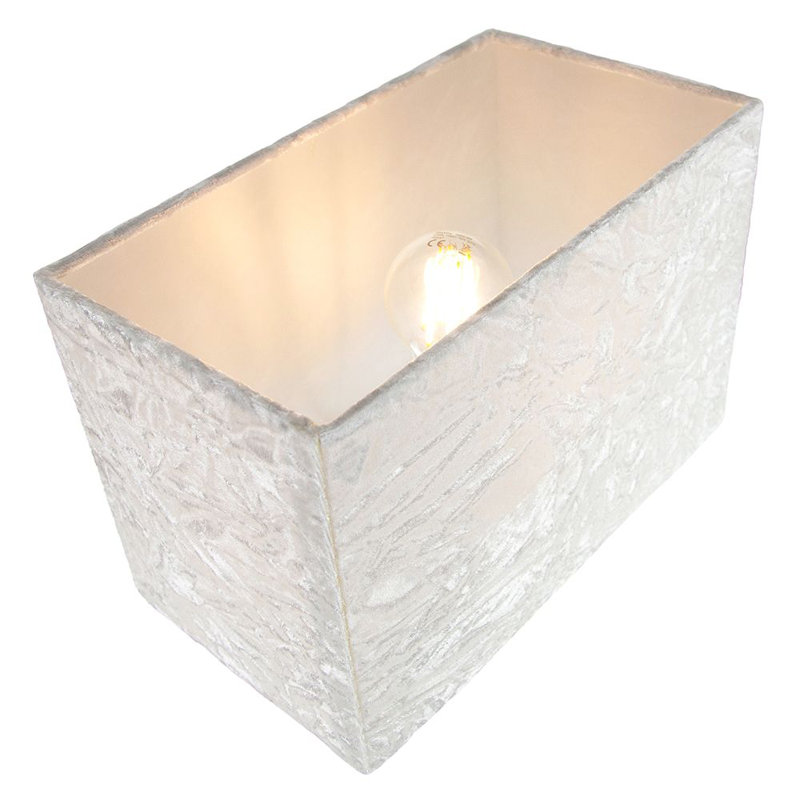 Contemporary Designer Crushed Velvet Fabric Rectangular Lamp Shade, White
