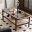 Retro solid wood glass rectangular coffee table