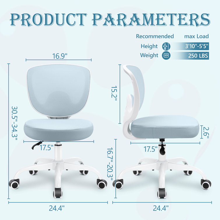 Lashaon Adjustable Height Desk Chair and Ottoman Inbox Zero Upholstery Color: Light Blue