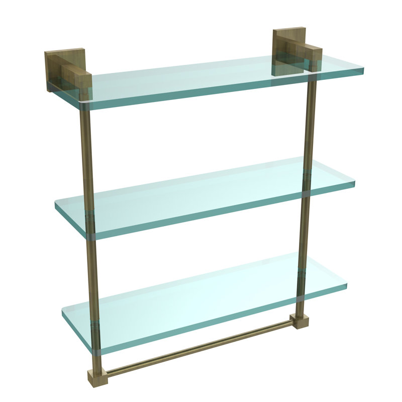 Haranu 3 Piece Tiered Shelf with Towel Bar, Antique Brass