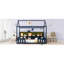 Lit simple avec lumière DEL, lit maison en bois avec bibliothèque de rangement, lit maison au sol-1748932240