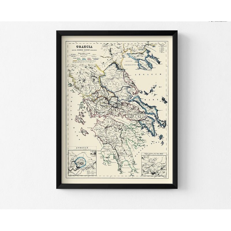 Athènes, Grèce - Kiepert 1903, impression d'affiche grecque, carte grecque antique, carte méditerranéenne ancienne, impression de voyage en Grèce, carte européenne