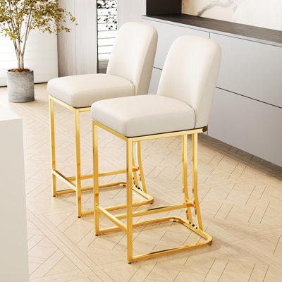 2 tabourets de bar modernes - blancs, avec des sièges doux et confortables. Matériaux fabriqués pour la stabilité. Convient à divers endroits. Installation facile à nettoyer. Fonction de glissement équipé. Fauteuil peu encombrant