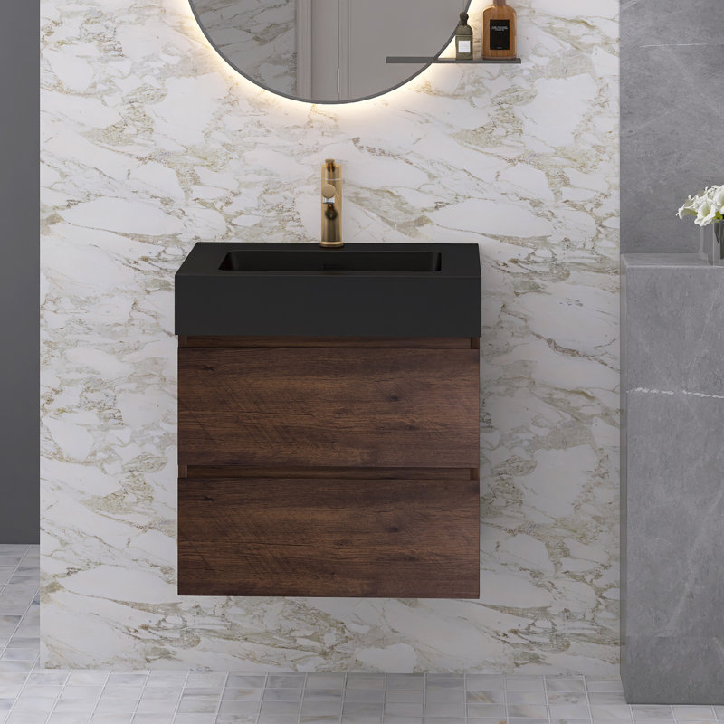 Ensemble de meuble-lavabo simple 24 po Najea, Brun, Noir mat