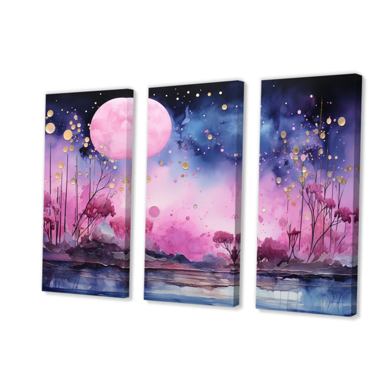 Cosmic Collage II, impression de 3 pièces, H 28 po x l 36 po x P 1 po, Wrapped Canvas