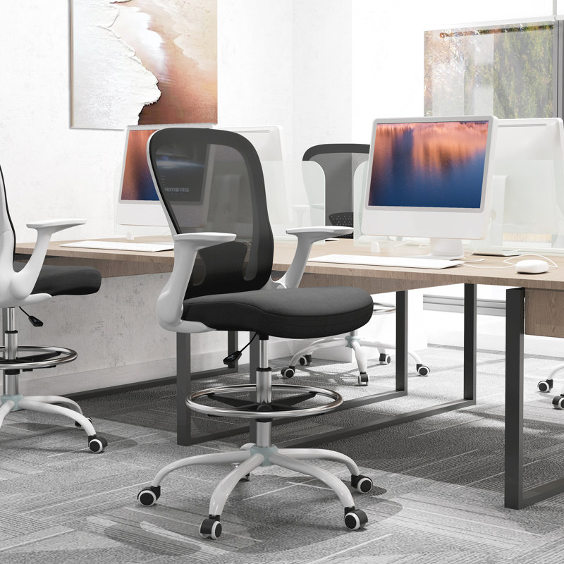 Latitude Run Mesh Drafting Chair, Black, Black