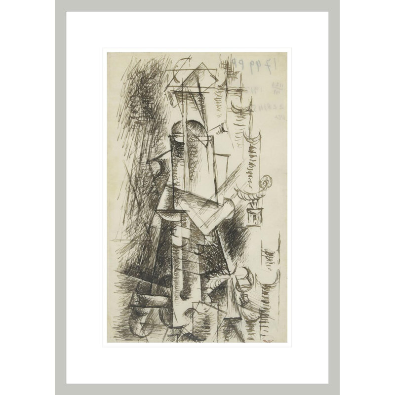 «Musicien assis» par Pablo Picasso, impression giclée sur cadre, H 21,75 po x l 15,69 po