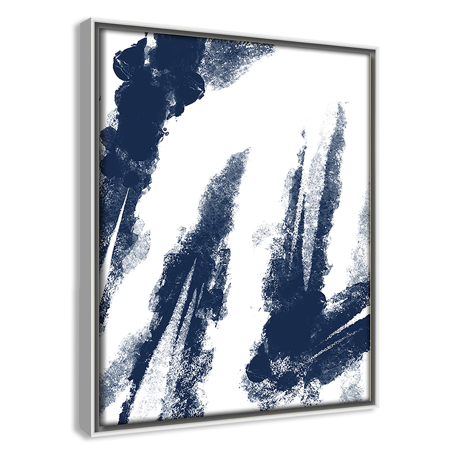 Ferne "Navy Striking Seams 2" Print, White Framed Canvas, 11.5" H x 9.5" W x 2" D