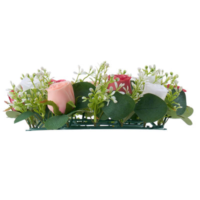 Couronne de roses artificielles, 35,5 cm de diamètre, composée de 10 roses roses et blanches. Idéal comme pièce maîtresse pour la Saint-Valentin, la fête des Mères, les fêtes, les mariages et la décoration intérieure.