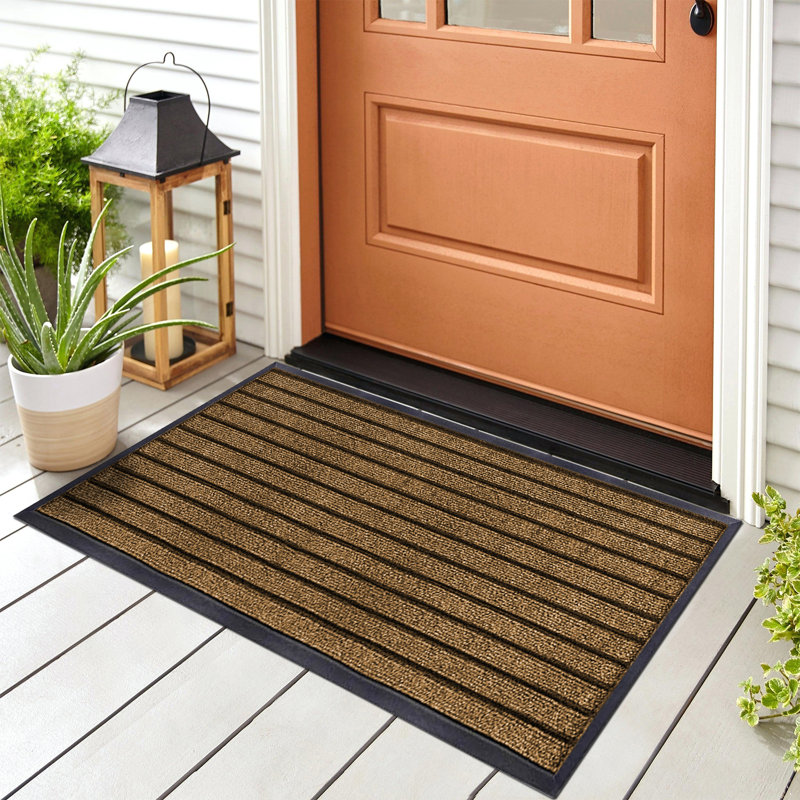 Non-Slip Heavy-Duty Indoor Outdoor PVC Rubber Door Mat, 80cm W x 150cm L, Brown