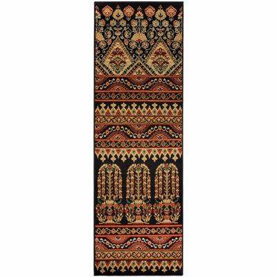 Meenakshi Adena Bohemian Floral Geometric Tribal Power-Loomed Area Rug