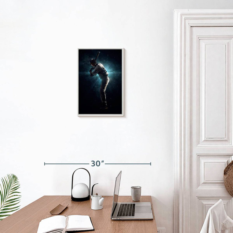 Pro Baseball Player, Floating Frame White, 13" x 19"