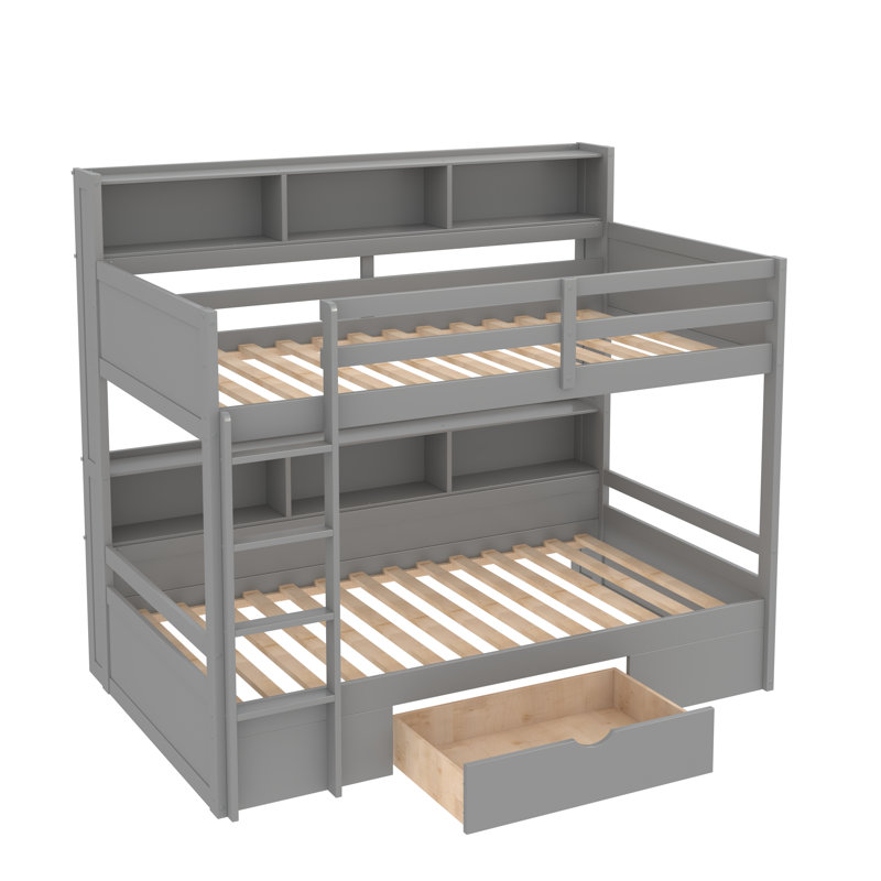 Castelli Kids Twin Over Twin Bunk Bed, Grey