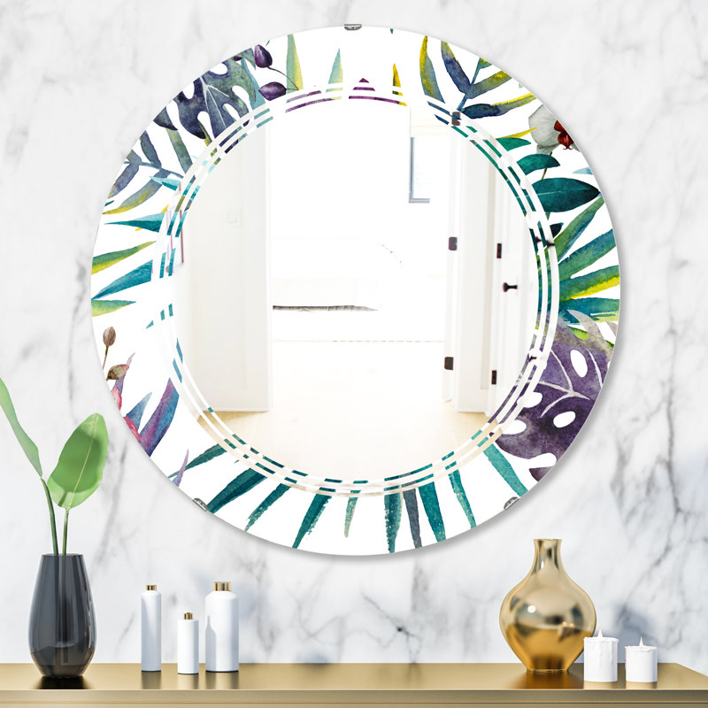 Miroir mural pour meuble-lavabo à motif floral botanique triple C, 23,6 po x 23,6 po, Diamant