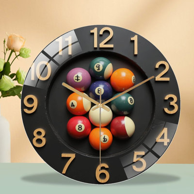 Horloge murale pour salle de jeux Billiard Balls