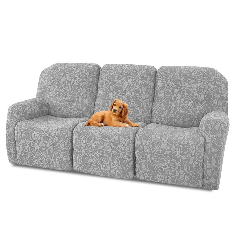 Housse tricotée pour fauteuil inclinable en jacquard, Polyester gris clair