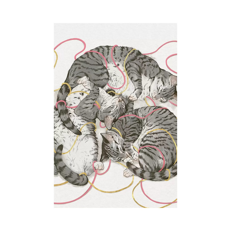 Cats In Rose Gold by Laura Graves - Wrapped Canvas Print, 20.32 cm H x 30.48 cm W