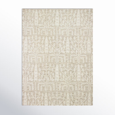 Arcuri Floral Handmade Tufted Wool Beige Area Rug
