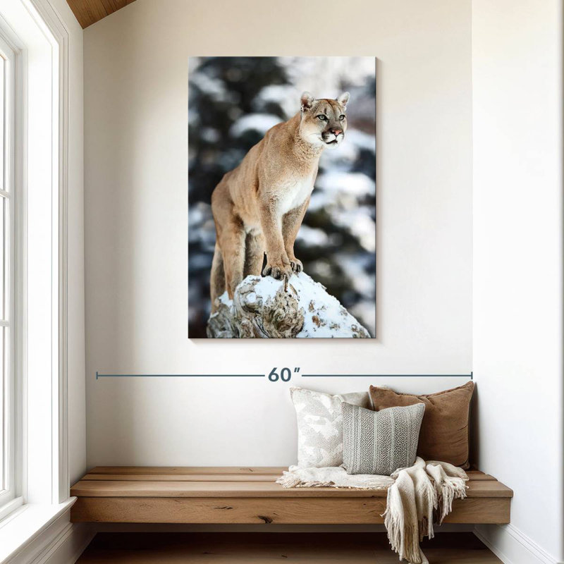Brampt Winter Forest Cougar, 45" H x 30" W