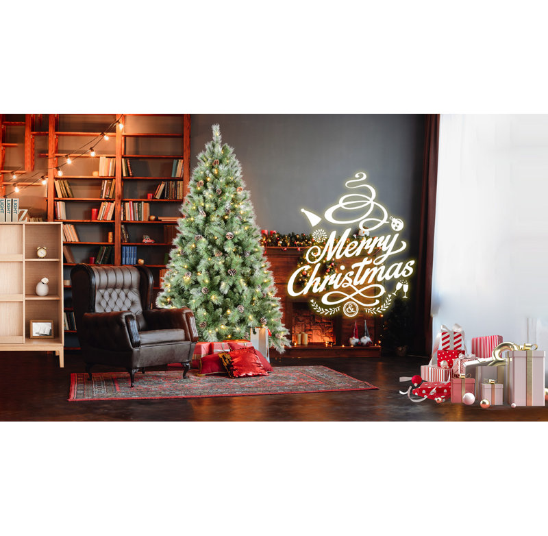 Arbre de Noël artificiel 5 pi avec lumières DEL et pommes de pin Aisenbrey