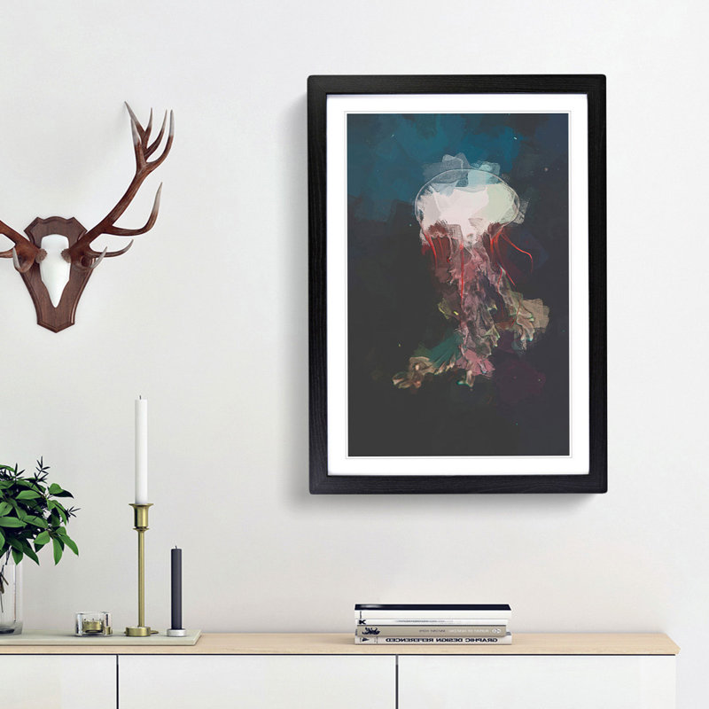 Beauty of a Jellyfish in Abstract - Picture Frame Graphic Art Print, Black Framed, 87cm H x 62cm W x 2cm D