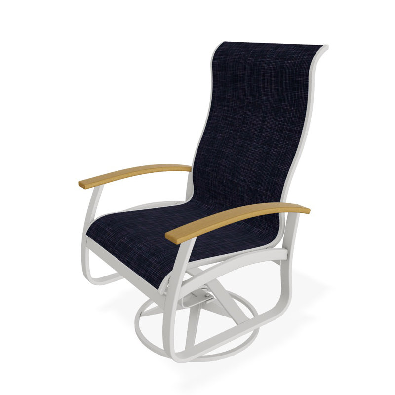 Belle Isle Outdoor Rocker Chair, White, Navy, Rustic Teak