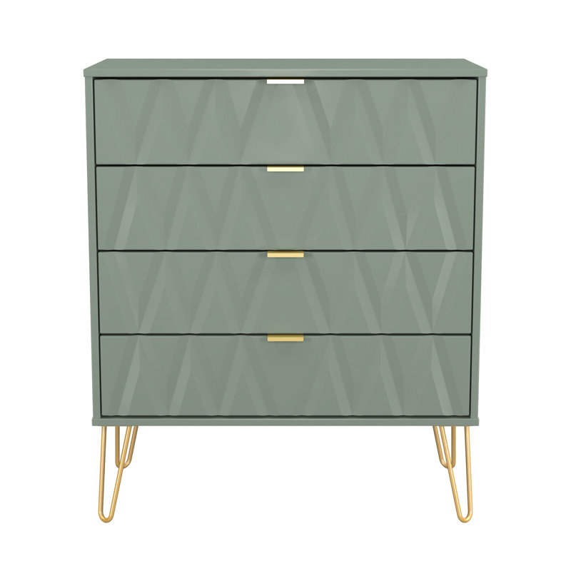 Aleza 77cm W 4 - Drawer Chest of Drawers, Green
