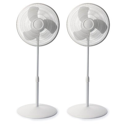 Lasko 16 Inch 3 Speed Oscillating Adjustable Stand Pedestal Floor Fan (2 Pack) -  2 x LKO-S16201