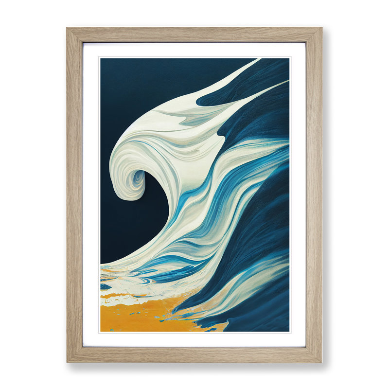 Sublime Ocean Wave Abstract - Single Picture Frame Print, 34cm H x 25cm W x 2cm D, Oak Framed