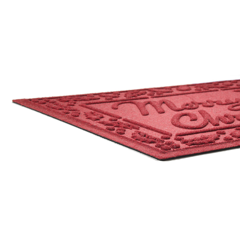 Paillasson intérieur 23 po x 35 po WaterHog Merry Christmas, Rouge