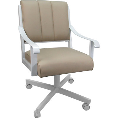 Leather Metal Dining Caster Chair Swivel Tilt