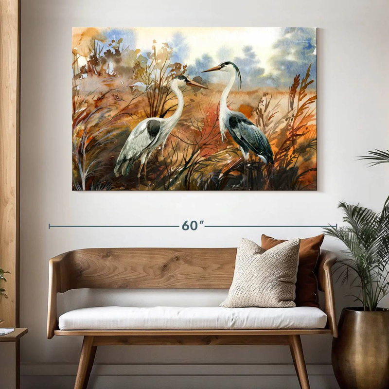 Watercolor Herons, 34" H x 51" W