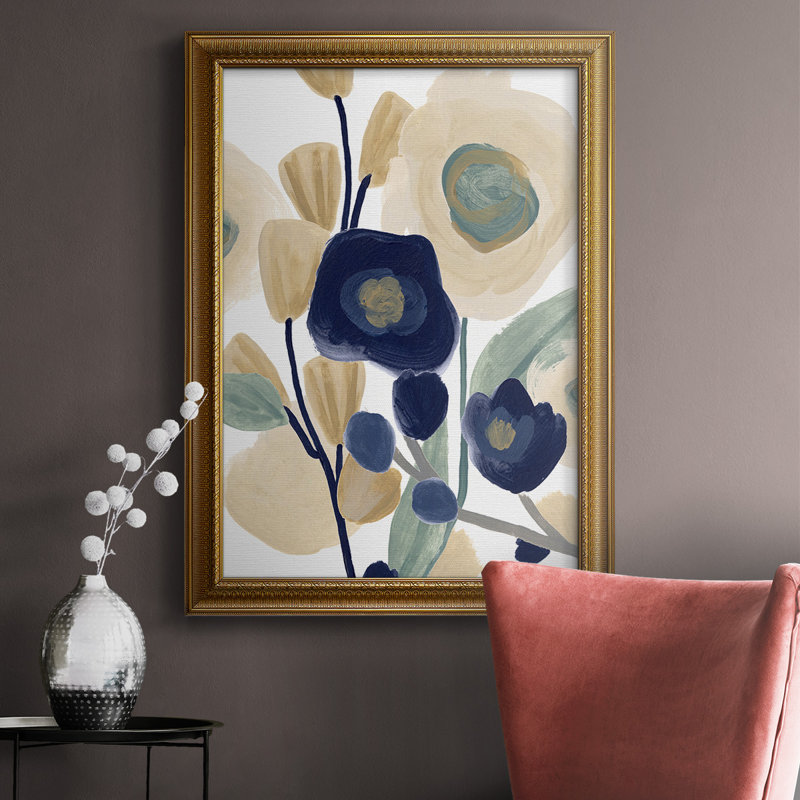 «Blue Poppy Cascade I», toile encadrée de qualité supérieure - prête à être accrochée, H 20 po x l 16 po