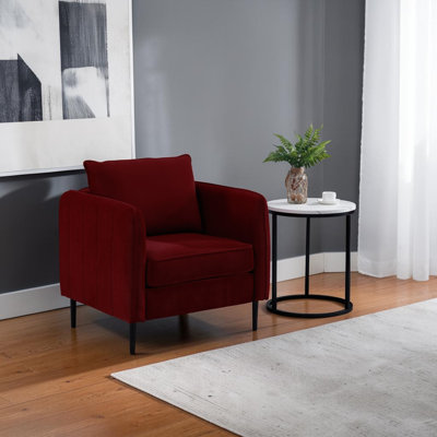 Chaise d'appoint, fauteuil simple en velours avec 1 coussin et pieds en métal
