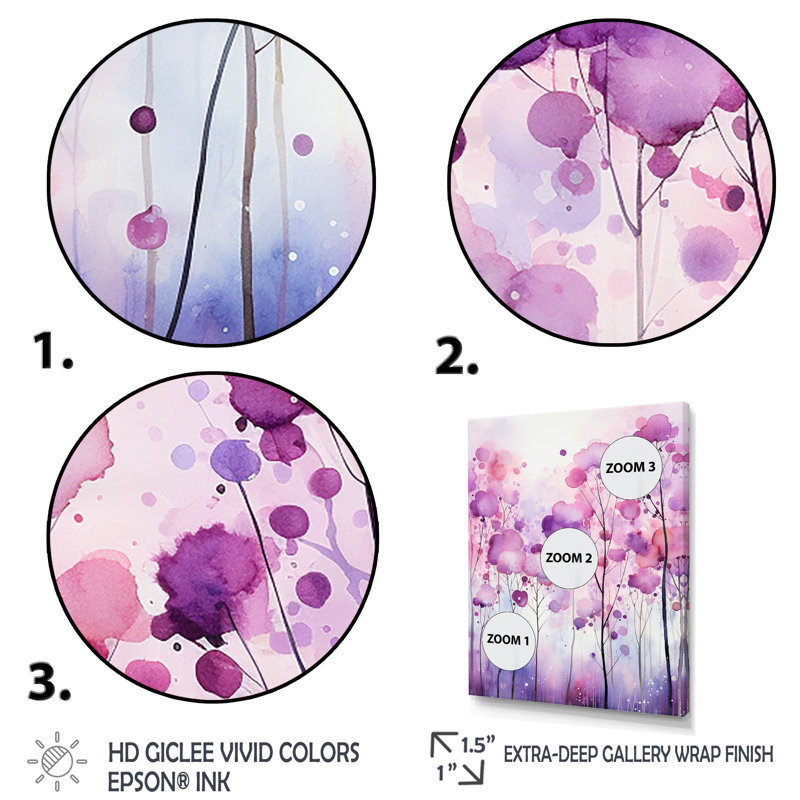 Explosion de fleurs de bohème mauve, Toile tendue, H 60 po x l 40 po x P 1,5 po