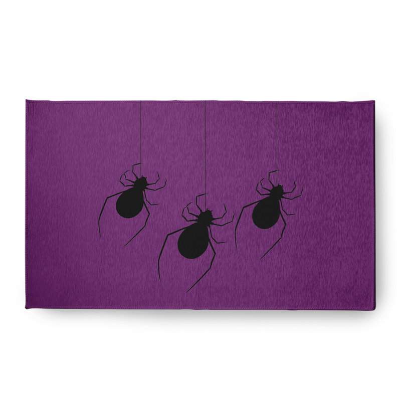 Tapis rectangulaire en chenille tissé à la machine en améthyste Dennies, Rectangle 1 pi 6 po x 2 pi 6 po