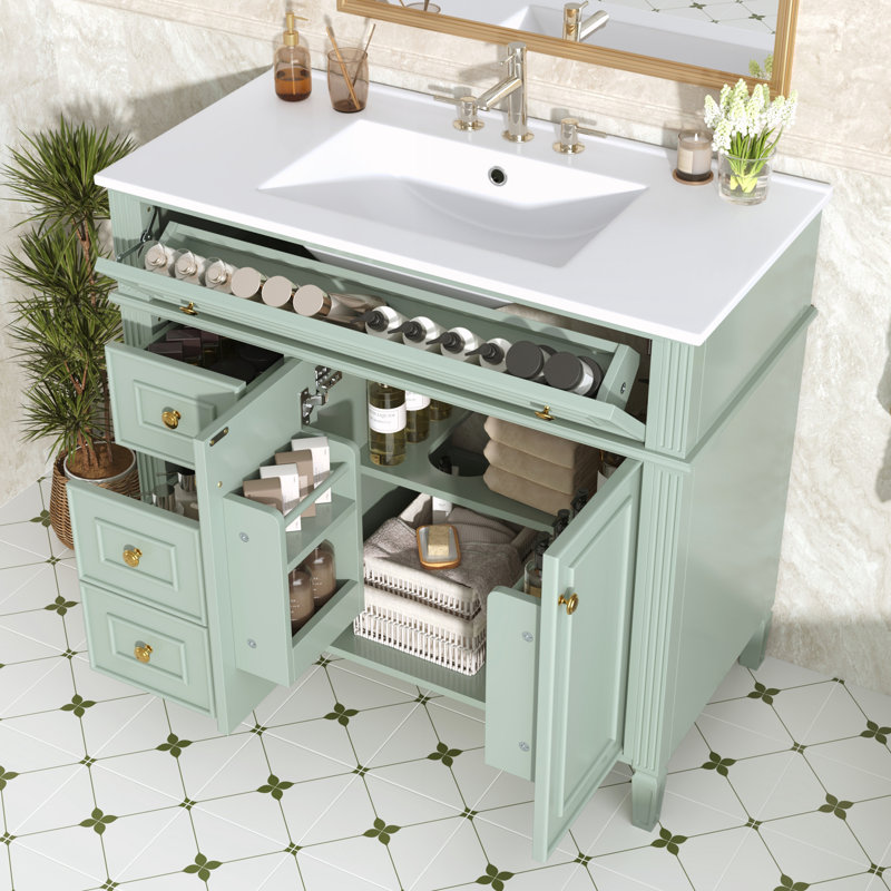 Armoire avec tiroir rabattable, Vert