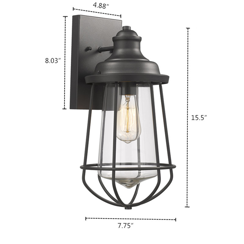 Duell Wall Light, 15.5" H x 7.75" W x 8.25" D, Textured Black