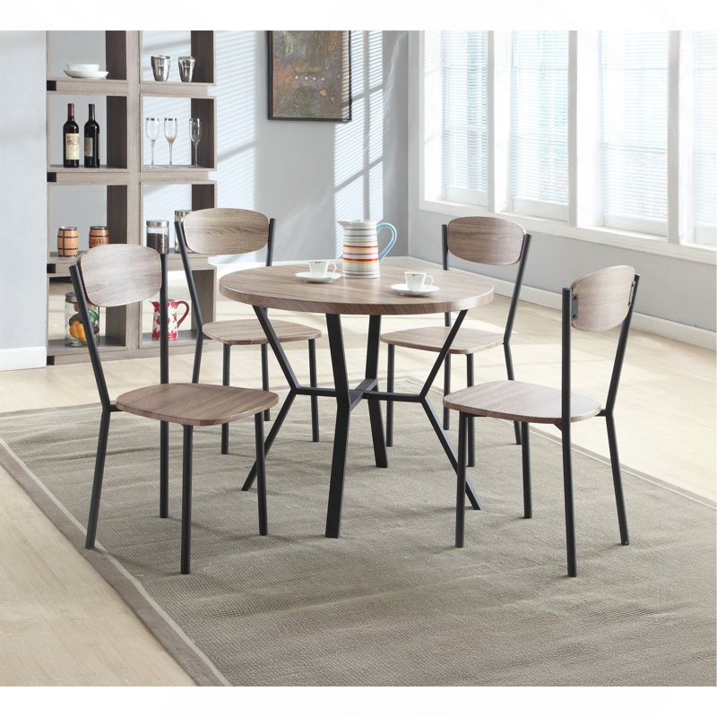 Mobilier de salle à manger 5 pièces rond gris gris