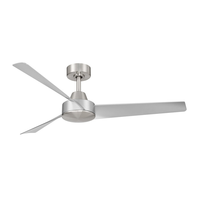 Ventilateur de plafond moderne à 3 pales en nickel brossé d'intérieur / extérieur à 3 pales avec contrôle mural Rizo